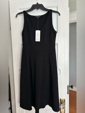 Eileen Fisher Black Sleeveless V-Neck A-Line Dress, Fit and Flare, Size S, NWT